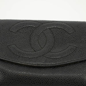 Chanel Caviar Skin Black Compact Bifold Wallet #3714
