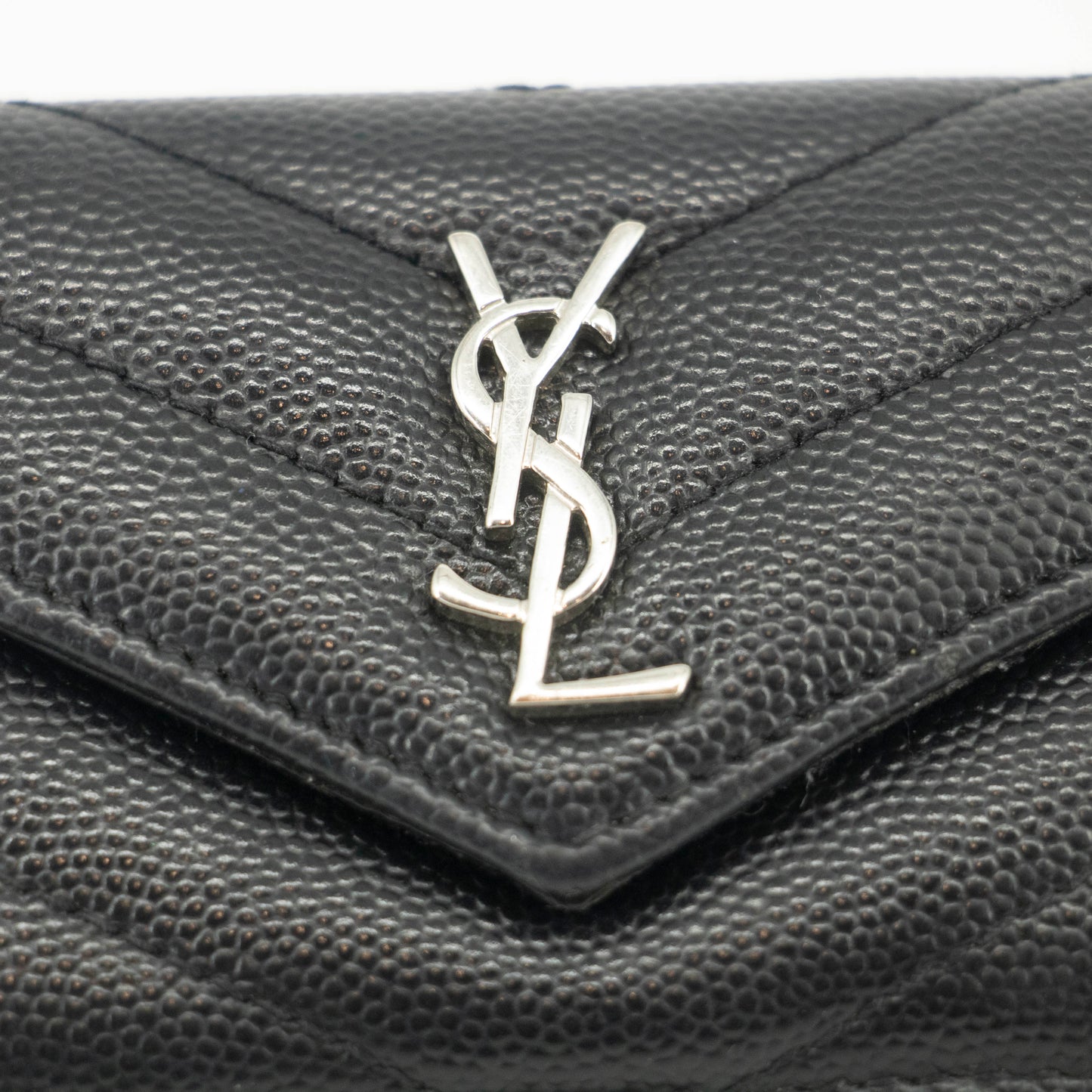 Yves Saint Laurent Black Leather Compact Wallet #3722
