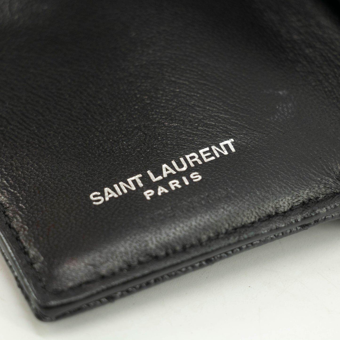 Yves Saint Laurent Black Leather Compact Wallet #3722