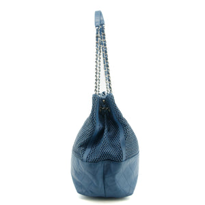 Chanel Blue Calfskin Perforated Up In the Air Shoulder Bag 17 Series #3757