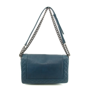 Chanel Boy Navy Lambskin Matelasse Reverso Shoulder Bag #3766