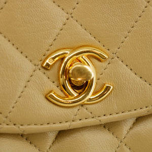 Chanel Lambskin Beige Quilted Chain Shoulder Bag #3772