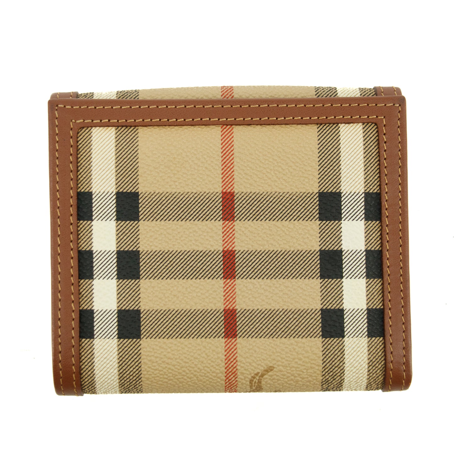 Burberry Brown Check Leather Compact Wallet #3811