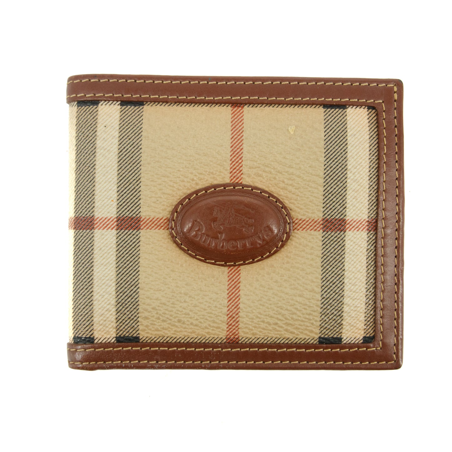 Burberry Brown Check Leather Bifold Wallet  #3815
