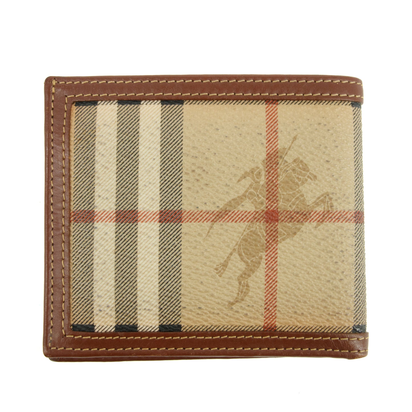Burberry Brown Check Leather Bifold Wallet  #3815