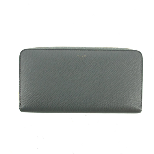 Celine Grey Leather Zippy Long Wallet #3821