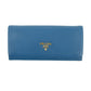 Prada Vitello Daino Blue Continental Flap Long Wallet #3823