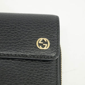 Gucci Interlocking G Black Zip Around Tri-fold Wallet #3917