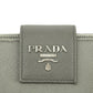 Prada Saffiano Leather Grey Metal Medium Wallet #3918