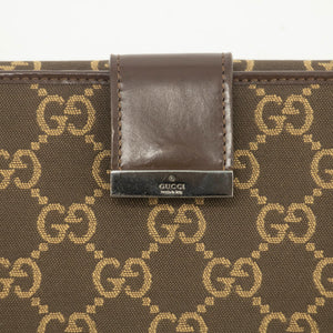 Gucci GG Logo Brown Canvas x Leather Long Wallet #3922