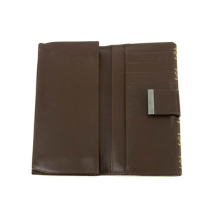 Gucci GG Logo Brown Canvas x Leather Long Wallet #3922