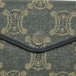 Celine Triomphe Canvas Blue and Grey Fine Strap Wallet #3962