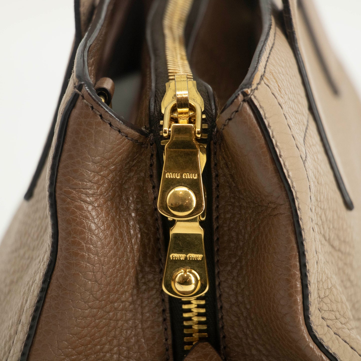 MiuMiu Grey Vitello Caribu Soft Pebbled Leather 2Way Shoulder Bag-SKU #3996