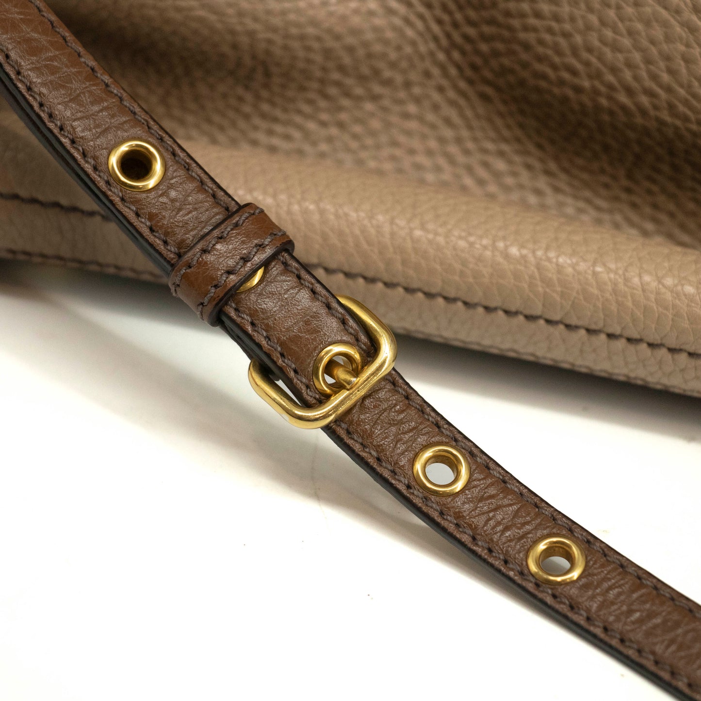 MiuMiu Grey Vitello Caribu Soft Pebbled Leather 2Way Shoulder Bag-SKU #3996