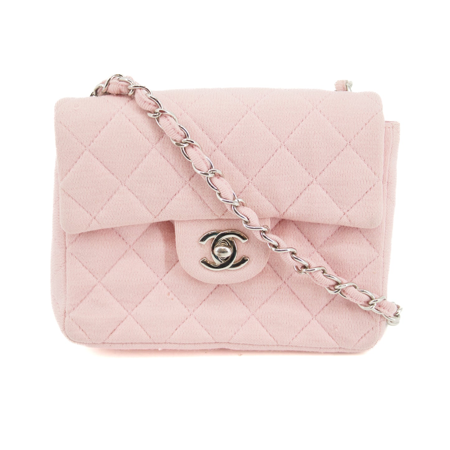 Chanel Small Single Flap Pink Cotton Shoulder Bag #4796