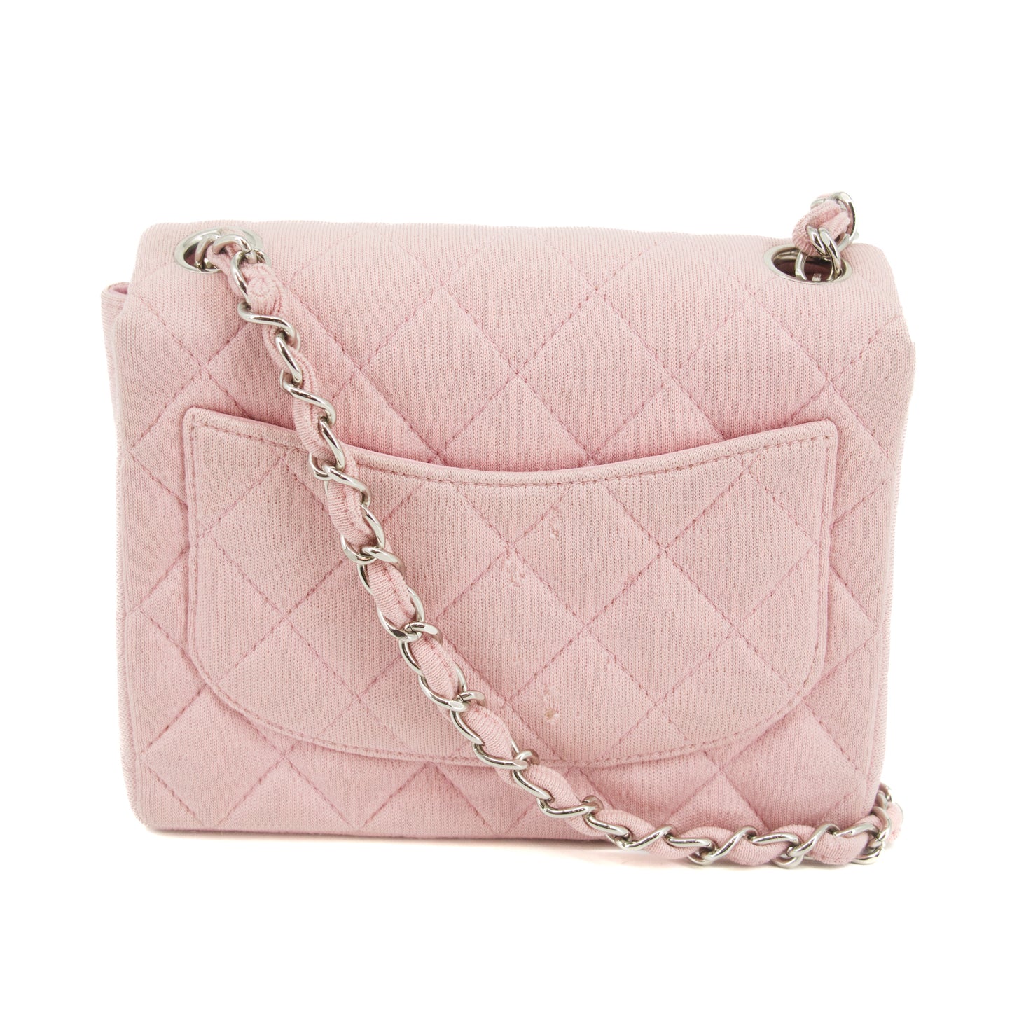 Chanel Small Single Flap Pink Cotton Shoulder Bag #4796