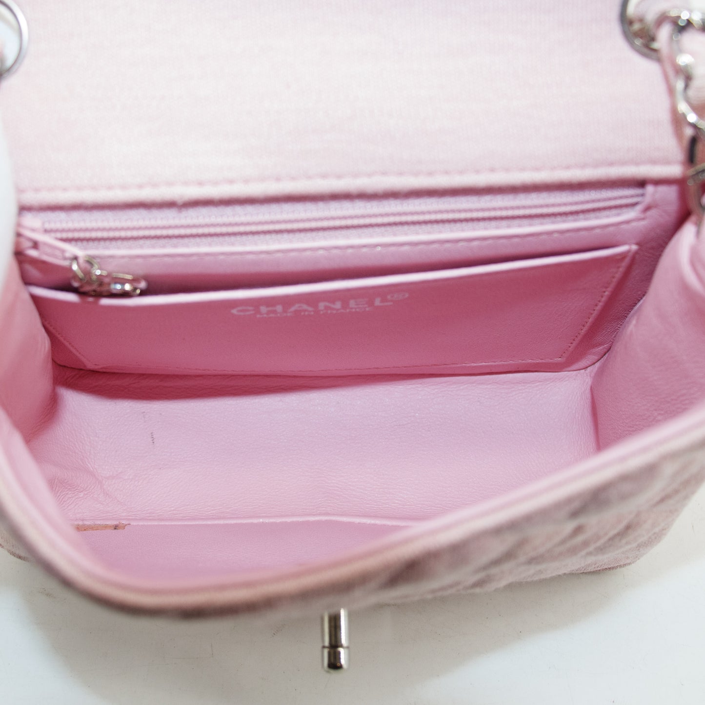 Chanel Small Single Flap Pink Cotton Shoulder Bag #4796