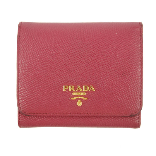 Prada Saffiano Leather Pink Compact Wallet #5174