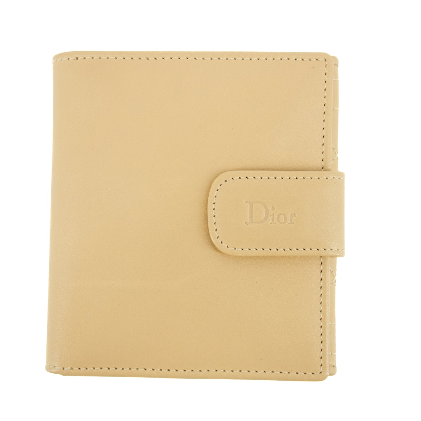 Christan Dior Biege Leather Compact Wallet #5177