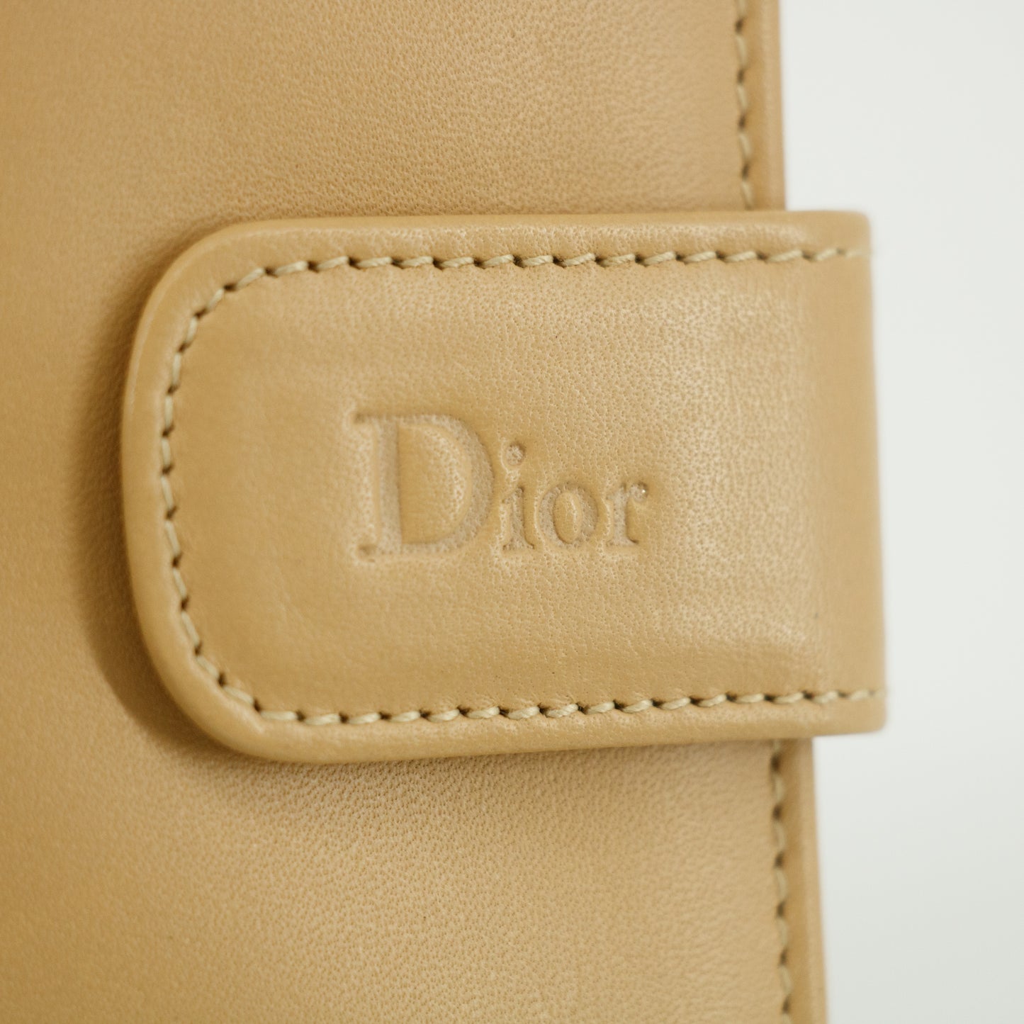 Christan Dior Biege Leather Compact Wallet #5177