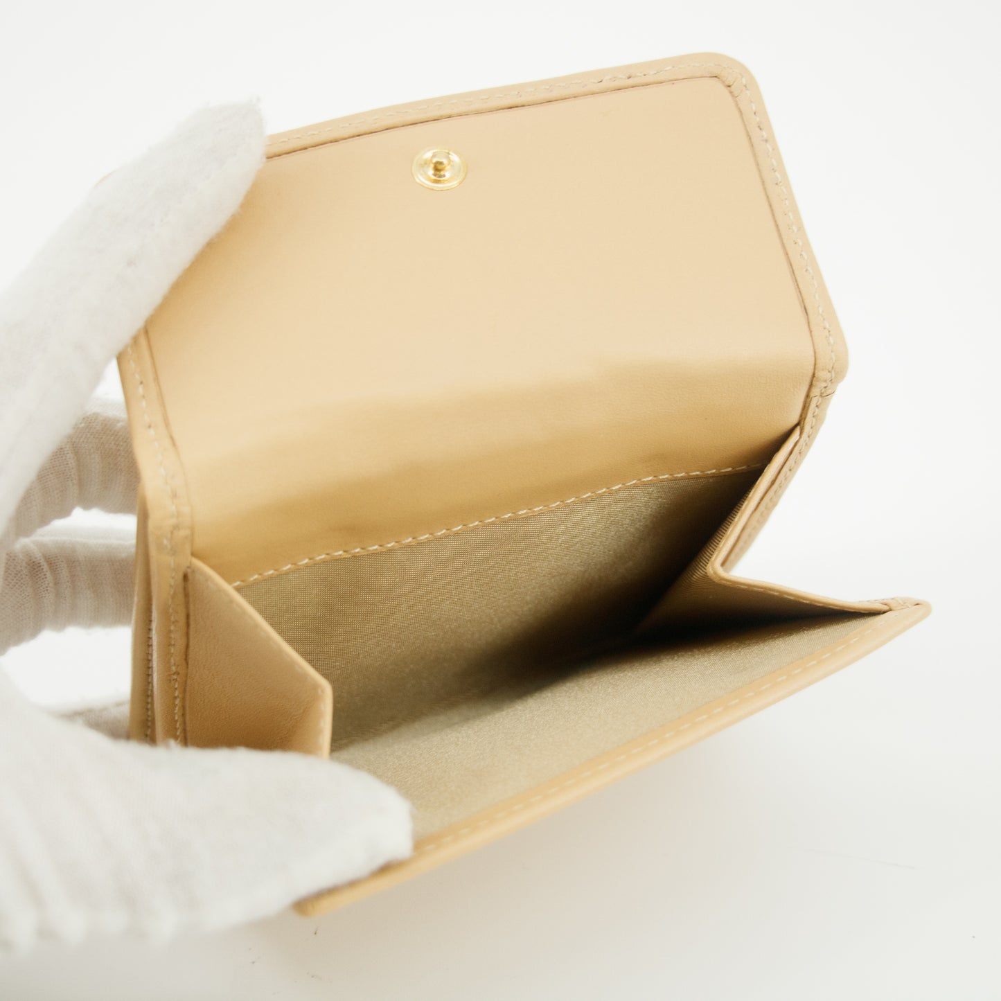 Christan Dior Biege Leather Compact Wallet #5177