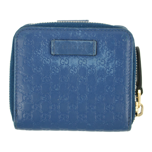Gucci Micro Guccissima Blue Zip Around Compact Wallet #5188