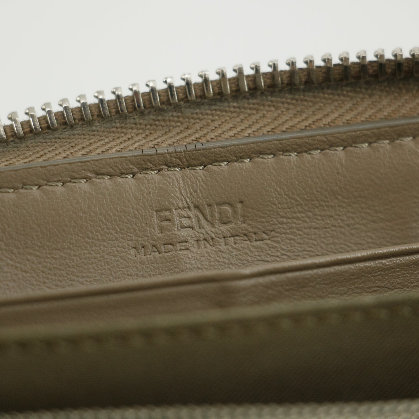 Fendi Grey Leather Zip Around Long Wallet #5189