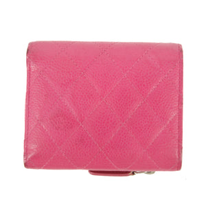 Chanel Caviar Calfshin Leather Pink Trifold Wallet #5342
