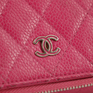 Chanel Caviar Calfshin Leather Pink Trifold Wallet #5342