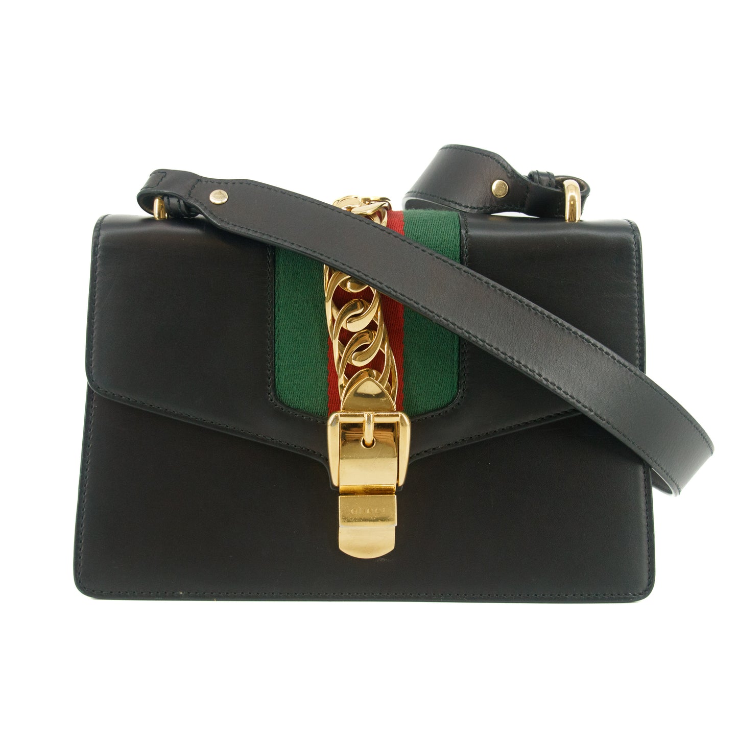 Gucci Black Sherry Line Leather Shoulder Bag #7685