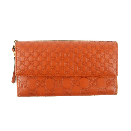 Gucci Orange Micro Guccisima Interlocking G Leather Long Wallet #7699