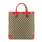 Gucci GG Canvas Brown x Red Tote Bag #8928