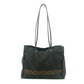 Fendi Shoulder Bag Zucchino Canvas Leather Black #9207