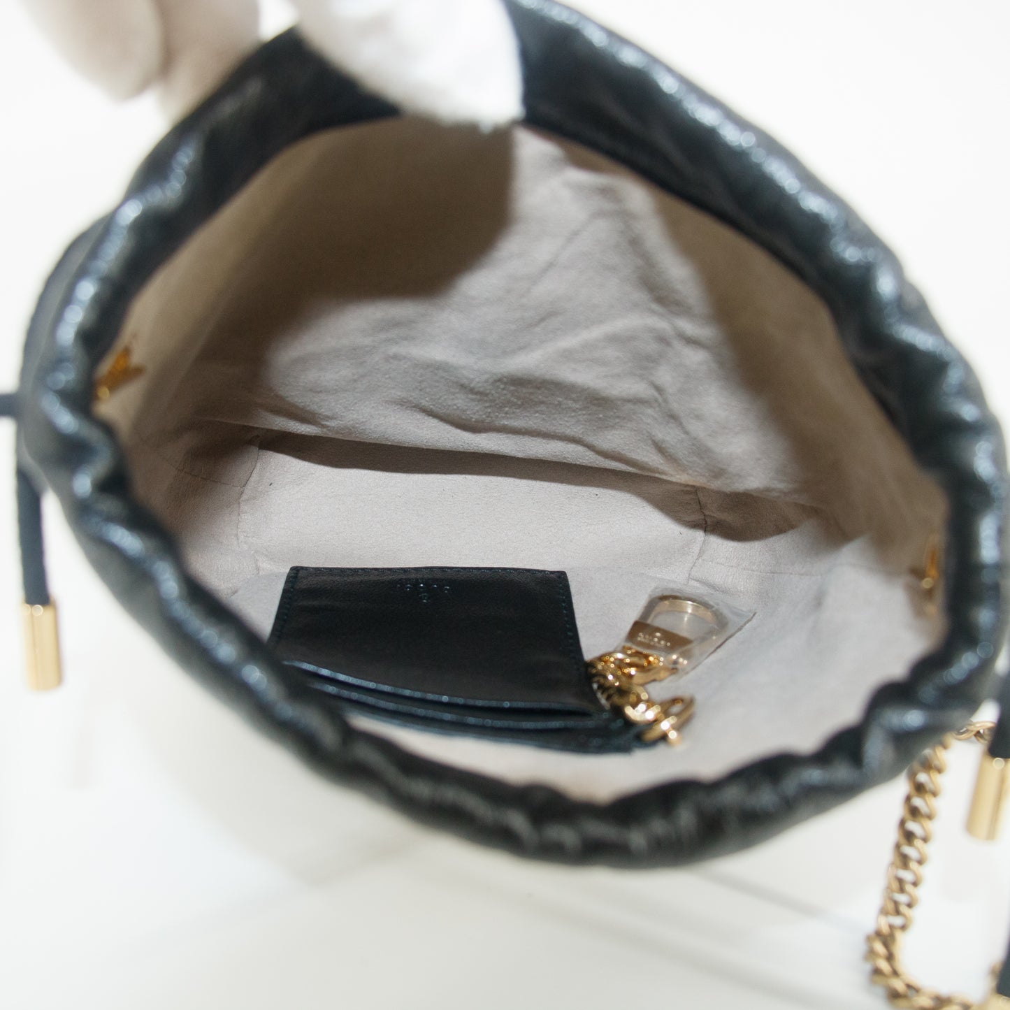 Gucci Calfskin Diagonal Striped Mini Bucket Bag Black #9218