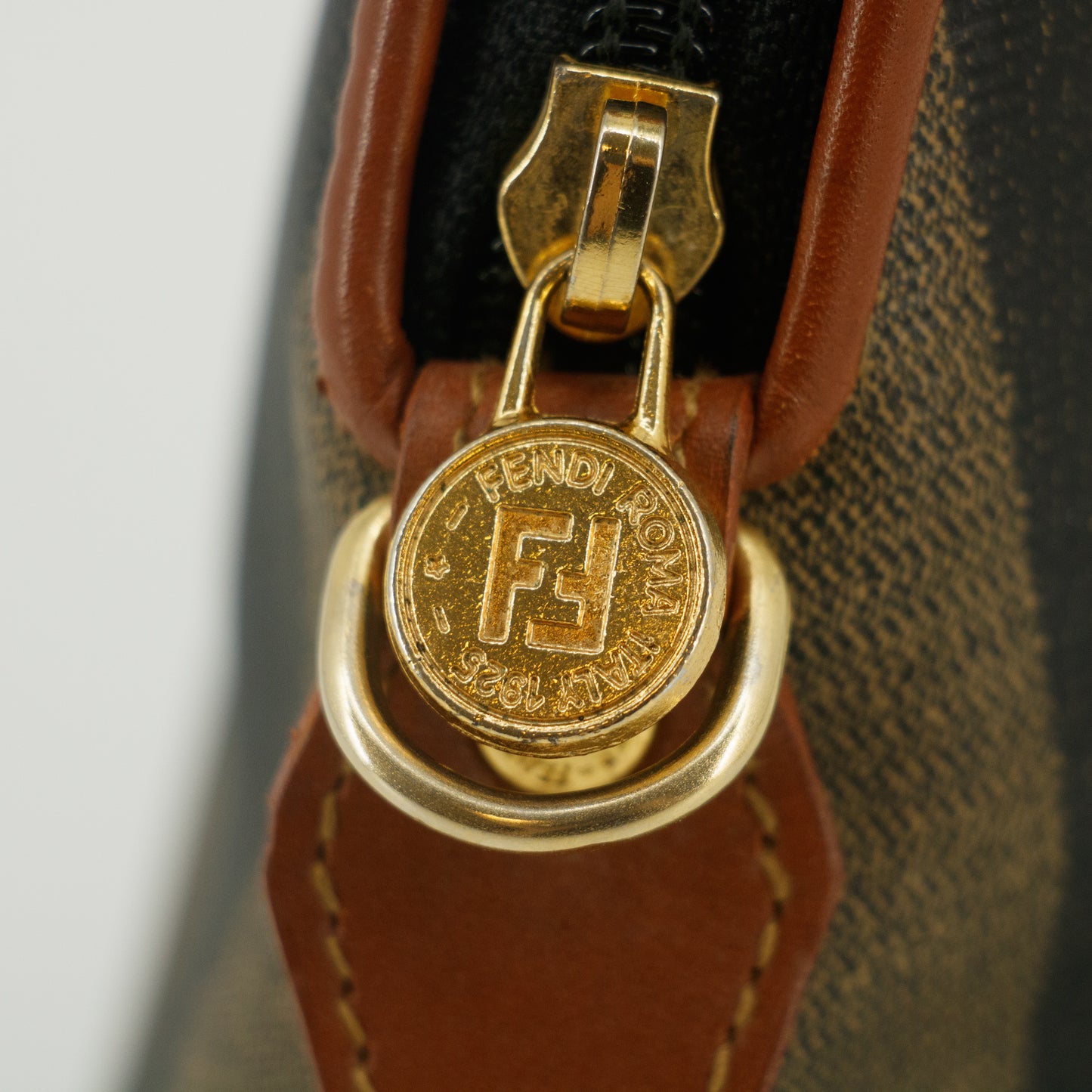 Fendi Pecan Pattern 2-Way Shoulder Bag PVC Leather Beige Black Camel #9352
