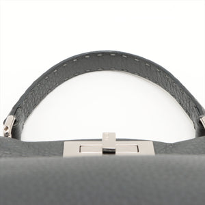 Fendi Peekaboo Regular Selleria Leather 2 Way Handbag Gray 8BN226 #1724