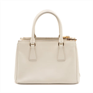 Prada Saffiano Lux Small White Galleria Double Zip Tote Bag #1928