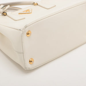Prada Saffiano Lux Small White Galleria Double Zip Tote Bag #1928