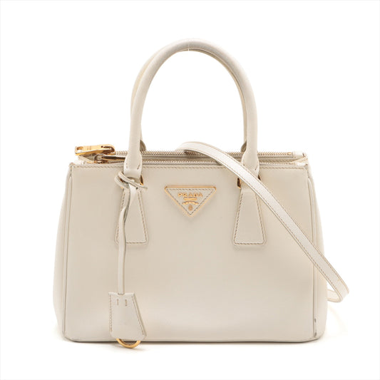 Prada Saffiano Lux Small White Galleria Double Zip Tote Bag #1928