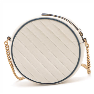 Gucci GG Marmont Round Mini Beige w/ Blue Trim Leather Shoulder Bag #1929