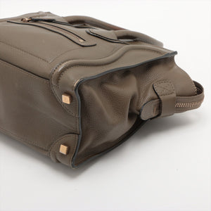 Celine Luggage Micro Shopper Leather Handbag Khaki  #2323