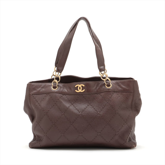 Chanel Ultra Stitch Leather Chain Tote Bag Brown Gold Metal Fittings 8493001  #2425