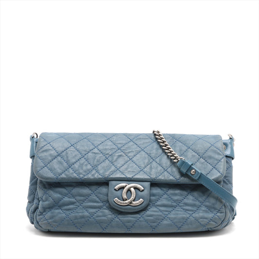 Chanel Wild Stitch Calfskin Chain Shoulder Bag Blue Gunmetal Fittings 16846981 #2428