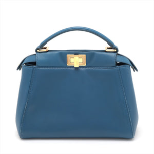 Fendi Mini Peek-a-boo Leather 2 Way Handbag Blue 8BN244 -#2501