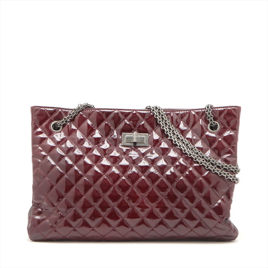 Chanel 2.55 Patent Leather Chain Tote Bag Matelasse Bordeaux Gunmetal Fittings 15454945  #2150