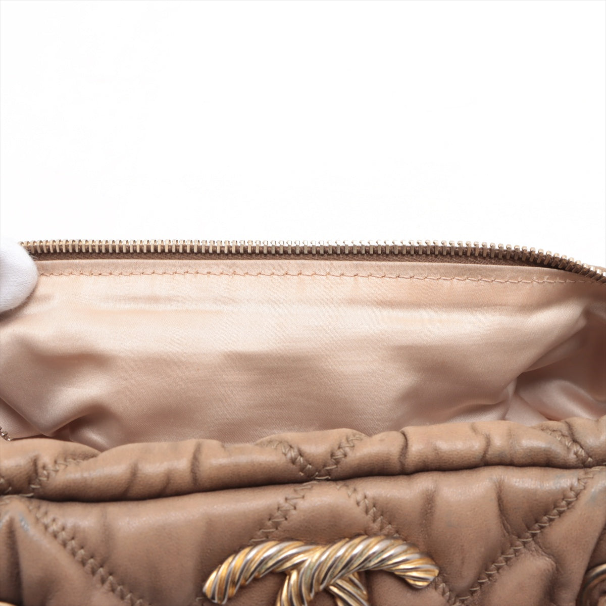 Chanel Bubble Quilt Lambskin Chain Shoulder Bag Beige Gold Metal Fittings 12 Series  #2600