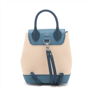 Louis Vuitton LockMe Calfskin Leather Backpack Blue/Beige DU0178 #1926