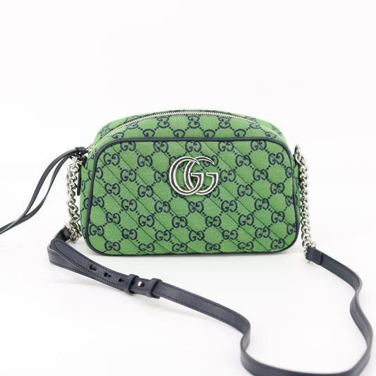 Gucci Green Canvas Marmont Camera Crossbody Bag