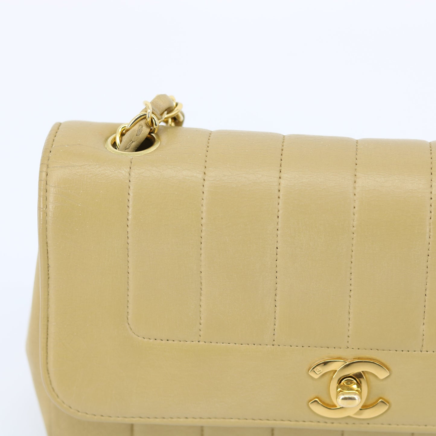 Chanel CC Beige Vertical Quilted Mademoiselle Shoulder Bag