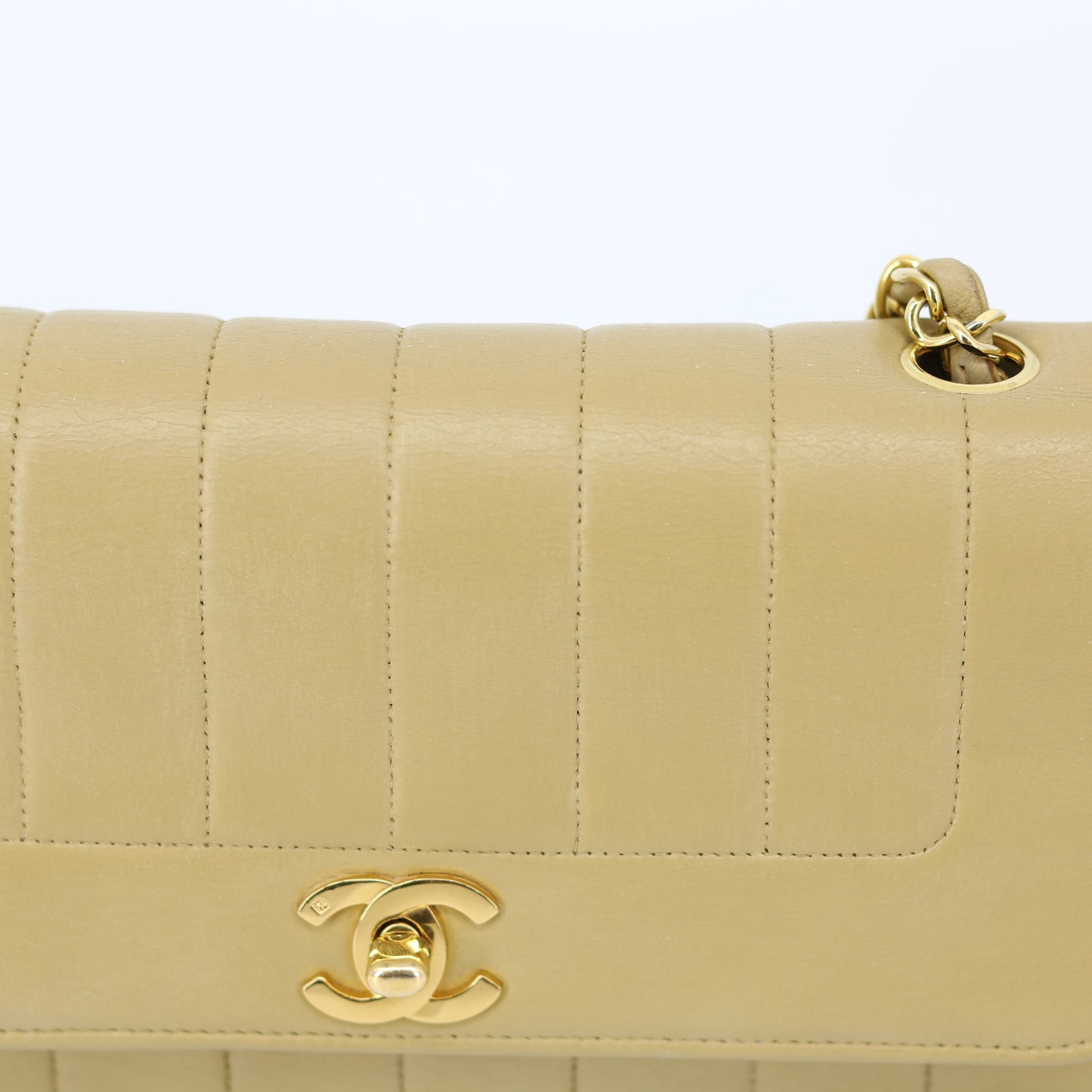 Chanel CC Beige Vertical Quilted Mademoiselle Shoulder Bag